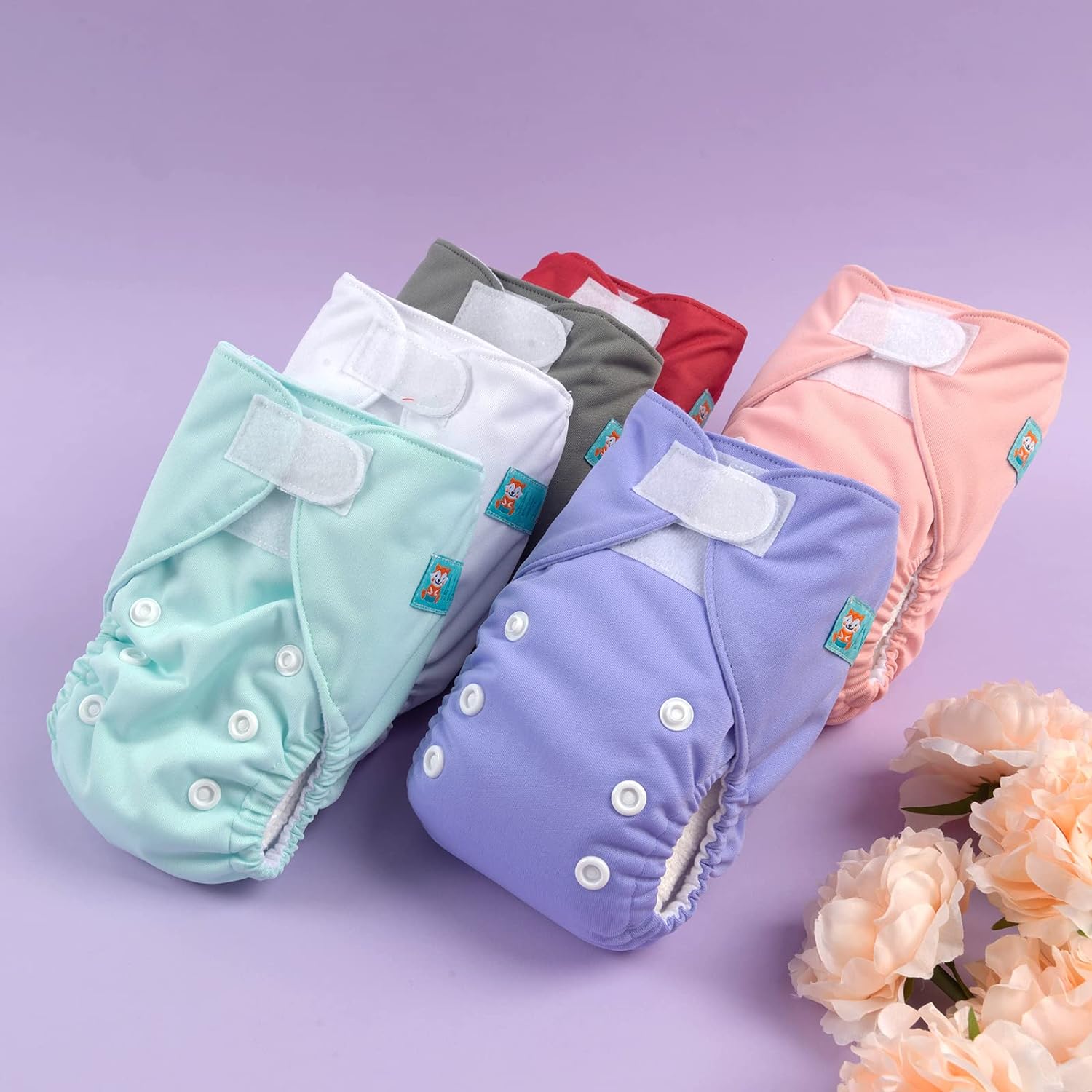 ALVABABY 6pcs with 12 Inserts Baby Cloth Diapers Pocket Newborn Diaper for Less Than 12pounds Baby Snaps Cloth Diapers Nappy