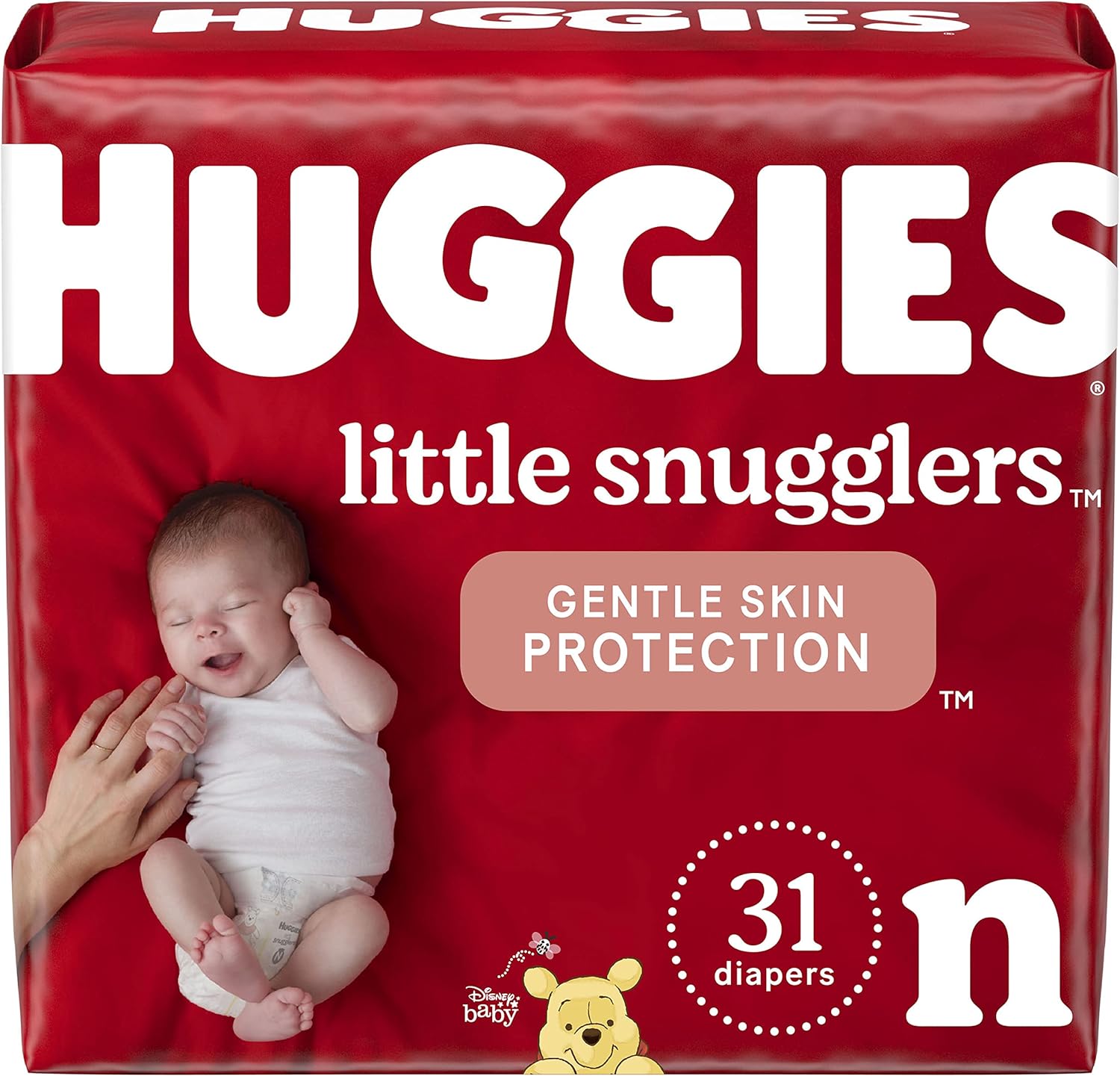 Baby Diapers Size Newborn (up to 10 lbs), 31ct, Huggies Little Snugglers