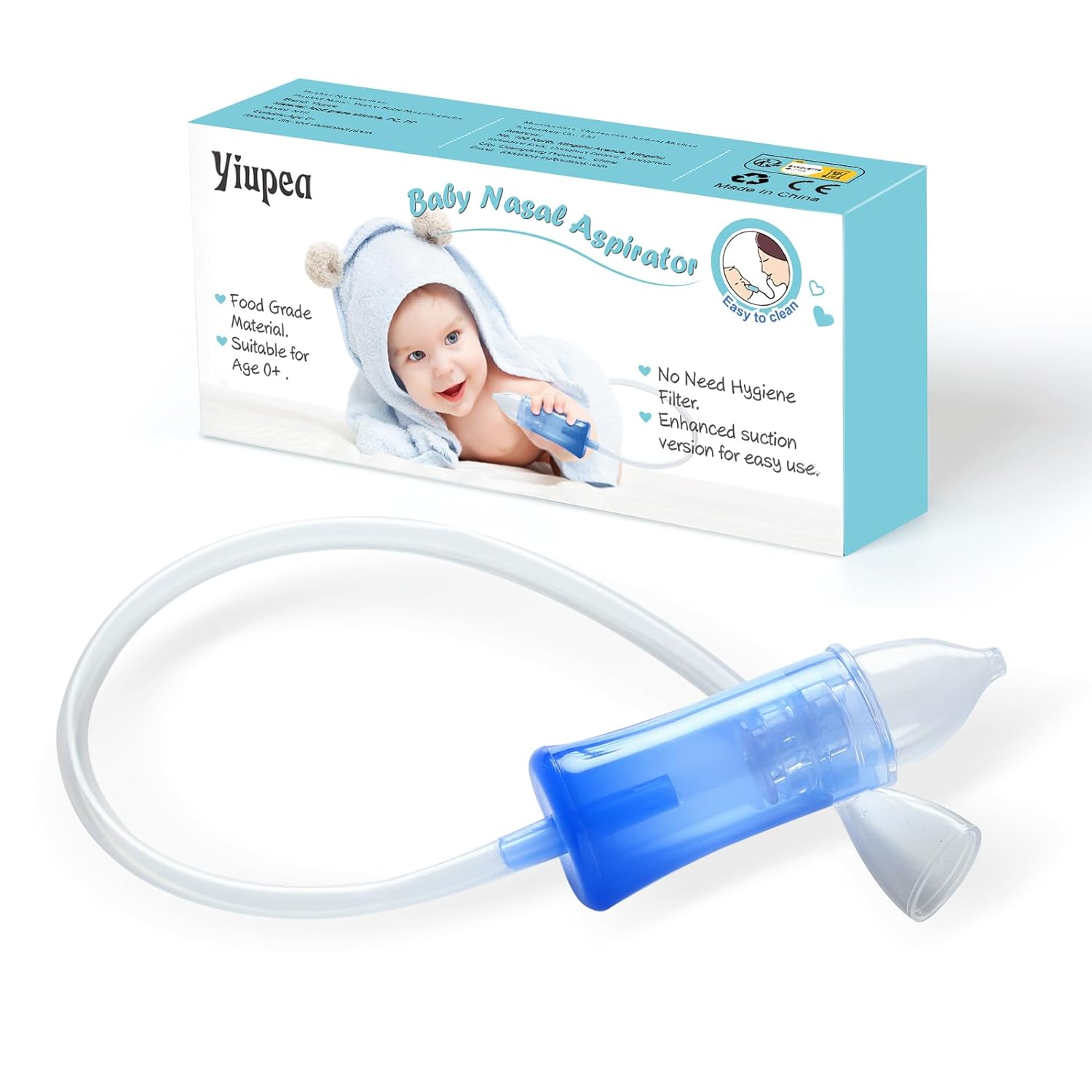 Baby Nasal Aspirator  No Need Hygiene Filter, Baby Shower Gift,Reusable Nose Cleaner with Storage Case and Cleaning Brush, Soft Silicone Tips Increased Suction Version, Easy to Use and Clean