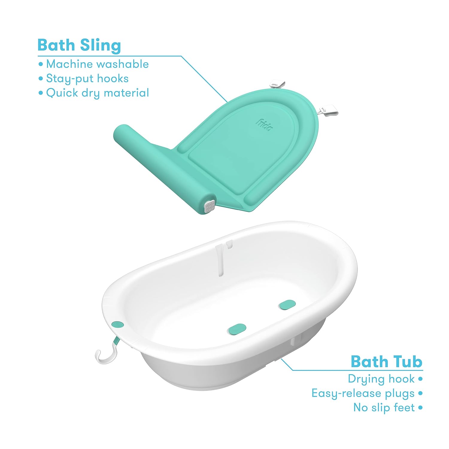 Frida Baby 4-in-1 Grow-with-Me Bath Tub  Control The Flow Rinser Cup Bath Time Kit