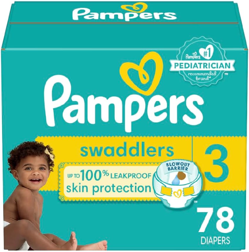 Pampers Swaddlers Diapers Newborn - Size 0, 120 Count, Ultra Soft Disposable Baby Diapers