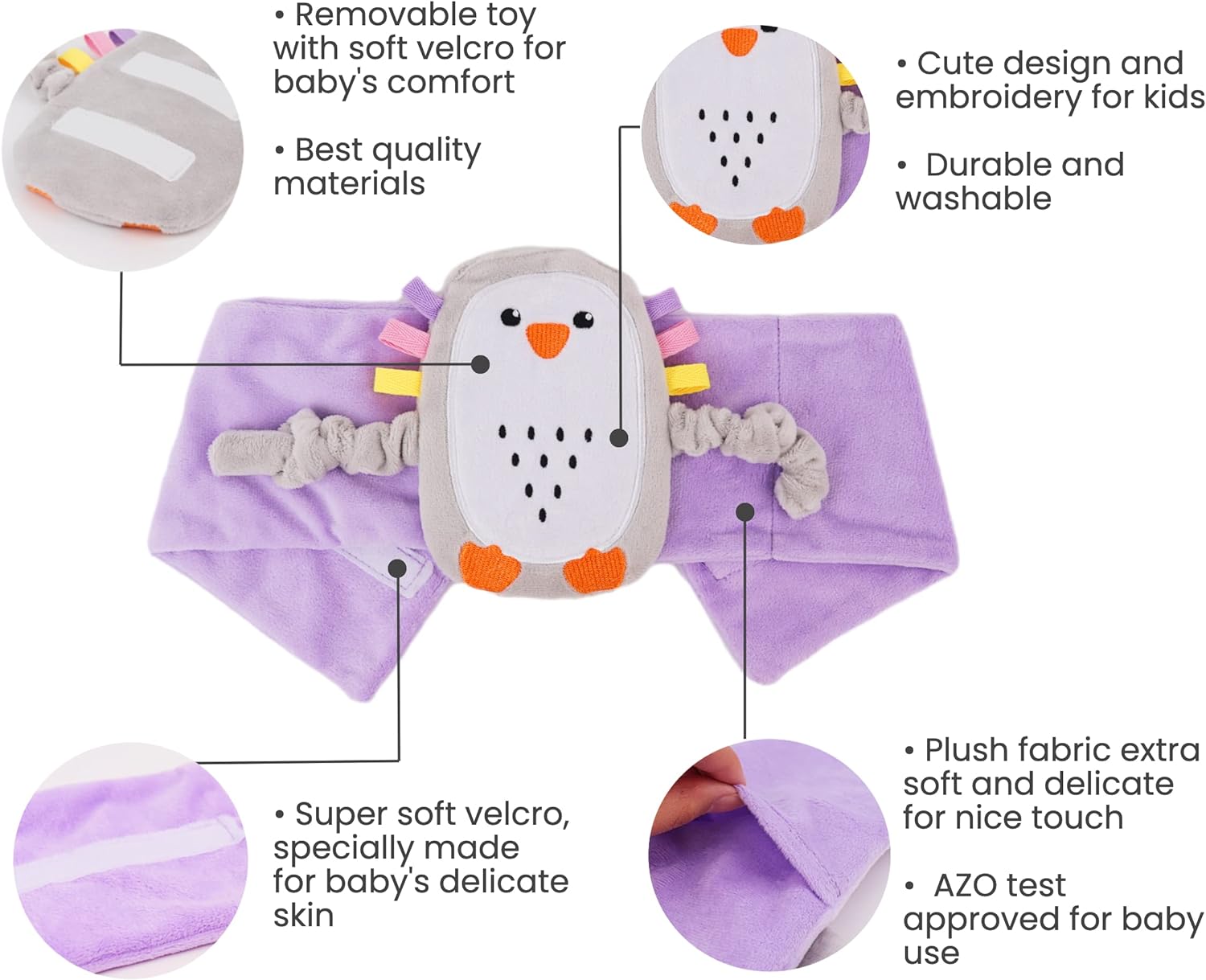 Superse Colic and Gas Relief for Newborns - Colic Calm Baby Heating Pad Belly Band for Upset Stomach and Baby Reflux - Warm Aroma Stomach Band for Fussy Infant Gas with Washcloth (Purple Penguin)